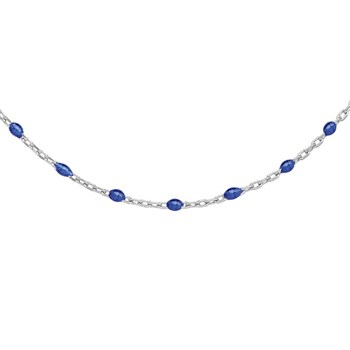 Collier sautoir argent - Olives bleu foncé