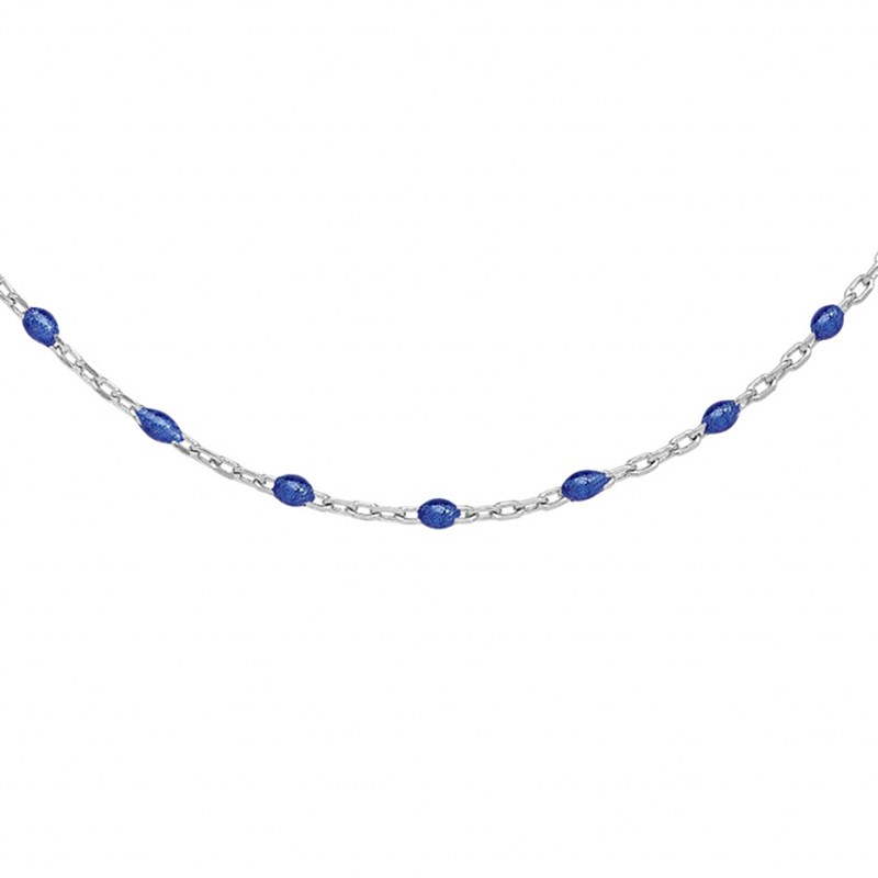 Collier sautoir argent - Olives bleu foncé - vue 2