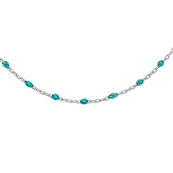 Collier sautoir Argent - Olives bleues