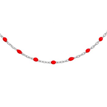 Collier sautoir argent - Olives rouges