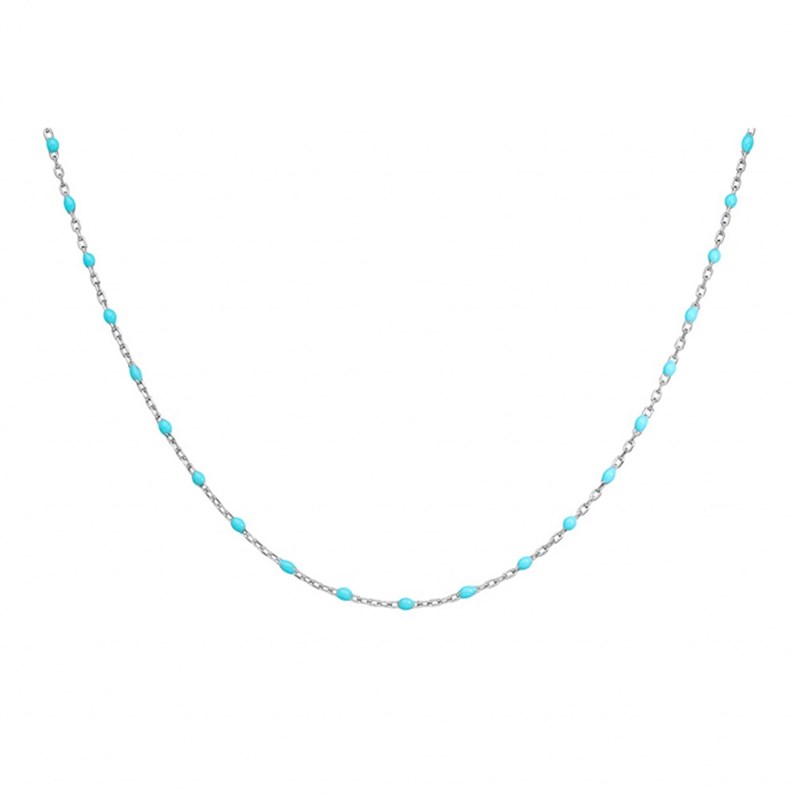 Collier sautoir argent - Olives turquoise