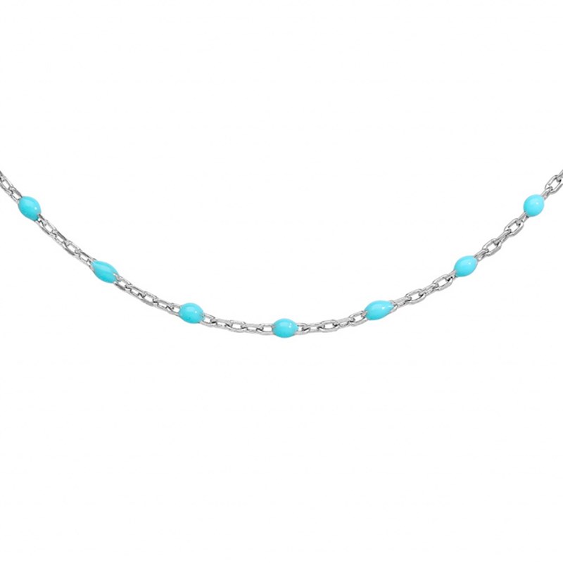 Collier sautoir argent - Olives turquoise - vue 2