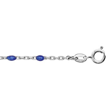Chaine de cheville argent - Olives bleu foncé
