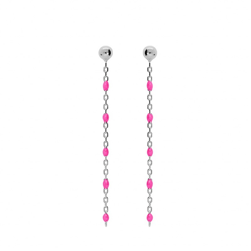 Boucles d'oreilles argent - Olives rose fluo