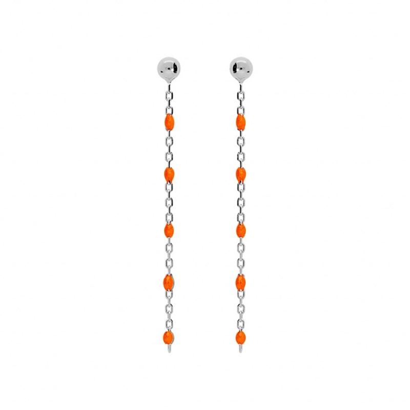 Boucles d'oreilles argent - Olives orange fluo