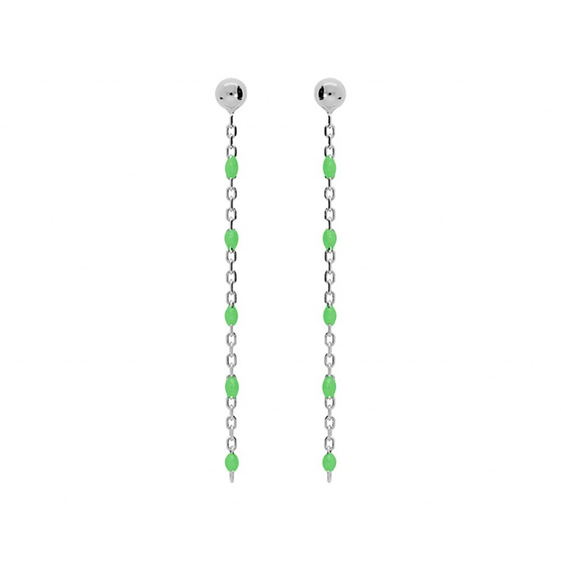 Boucles d'oreilles argent - Olives vert fluo