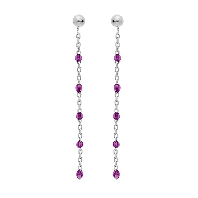 Boucles d'oreilles argent - Olives violettes