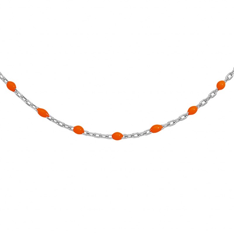 Collier argent - Olives orange fluo