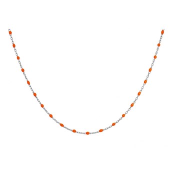 Collier argent - Olives orange fluo