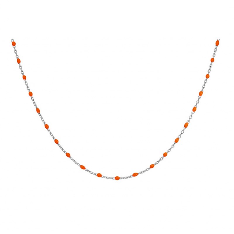 Collier argent - Olives orange fluo - vue 2