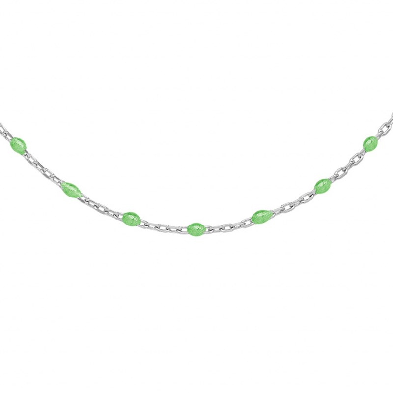 Collier argent - Olives vert fluo