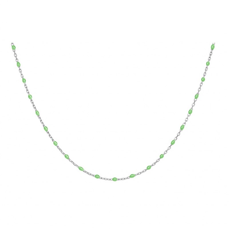 Collier argent - Olives vert fluo - vue 2