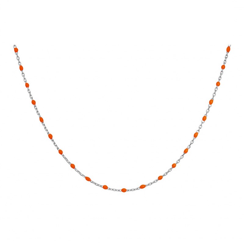 Collier sautoir argent - Olives orange fluo