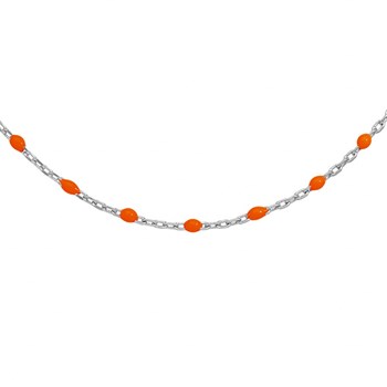Collier sautoir argent - Olives orange fluo