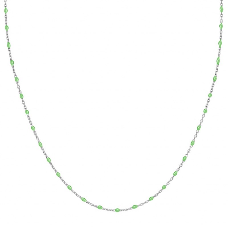 Collier sautoir argent - Olives vert fluo