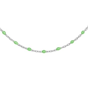 Collier sautoir argent - Olives vert fluo