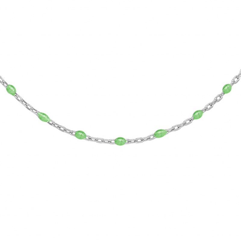 Collier sautoir argent - Olives vert fluo - vue 2