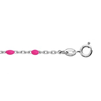 Chaine de cheville argent - Olives rose fluo