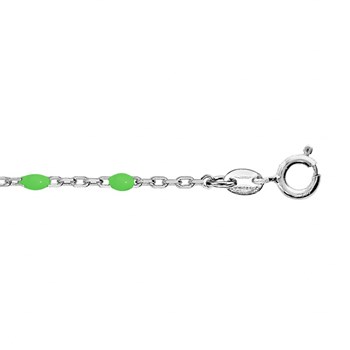 Chaine de cheville argent - Olives vert fluo