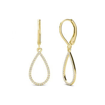 Oorbellen Laelia Bungelende Hoepel - Goud en kristal