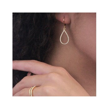 Oorbellen Laelia Bungelende Hoepel - Goud en kristal