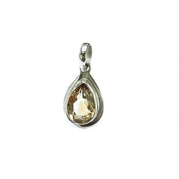 Pendentif en argent et citrine facettée ovale
