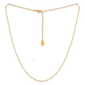 Collier Argent Doré Et Pierres Naturelles Blanche