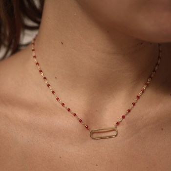 Collier Argent Doré Lingot Et Pierres Naturelles Blanches