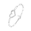 Bracelet Chaine Argent Coeur Serti De Zirconiums Blancs - vue V1
