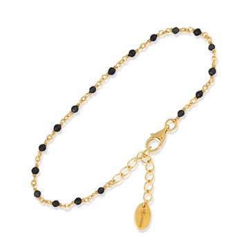 Bracelet En Argent Doré Pierres Noires