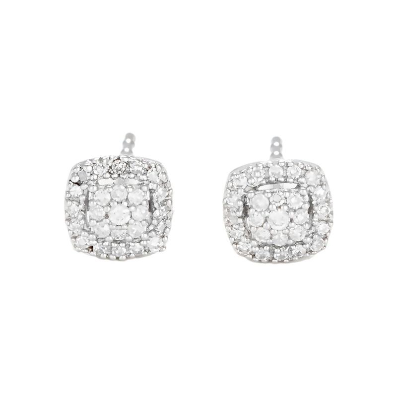 Boucles d'oreilles 'Carré Raffiné' Or et Diamants