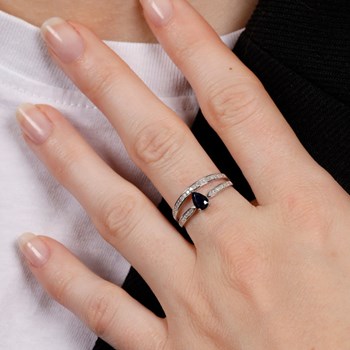 Bague 'Maëlle' Or blanc et Saphir