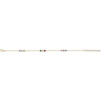 Bracelet souple multi-motifs en Plaqué Or avec oxyde de zirconium multicolore
