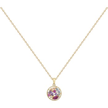 Collier mono-motif en Plaqué Or avec oxyde de zirconium multicolore
