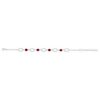 Bracelet souple multi-motifs en Argent avec oxyde de zirconium rouge rubis