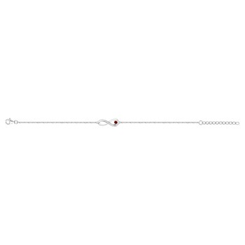 Bracelet souple mono-motif en Argent avec oxyde de zirconium rouge rubis