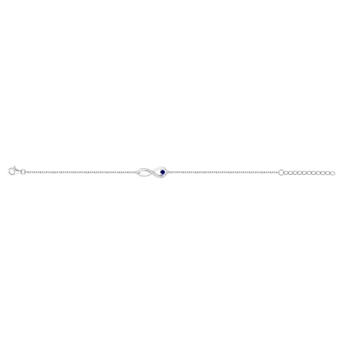 Bracelet souple mono-motif en Argent avec oxyde de zirconium bleu saphir