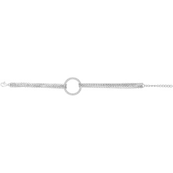 Bracelet souple mono-motif en Argent avec oxyde de zirconium blanc