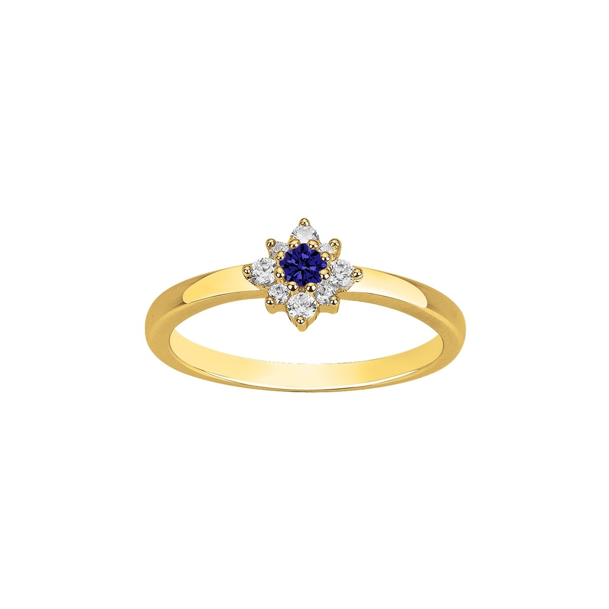 Bague en Plaqué Or avec oxyde de zirconium bleu saphir