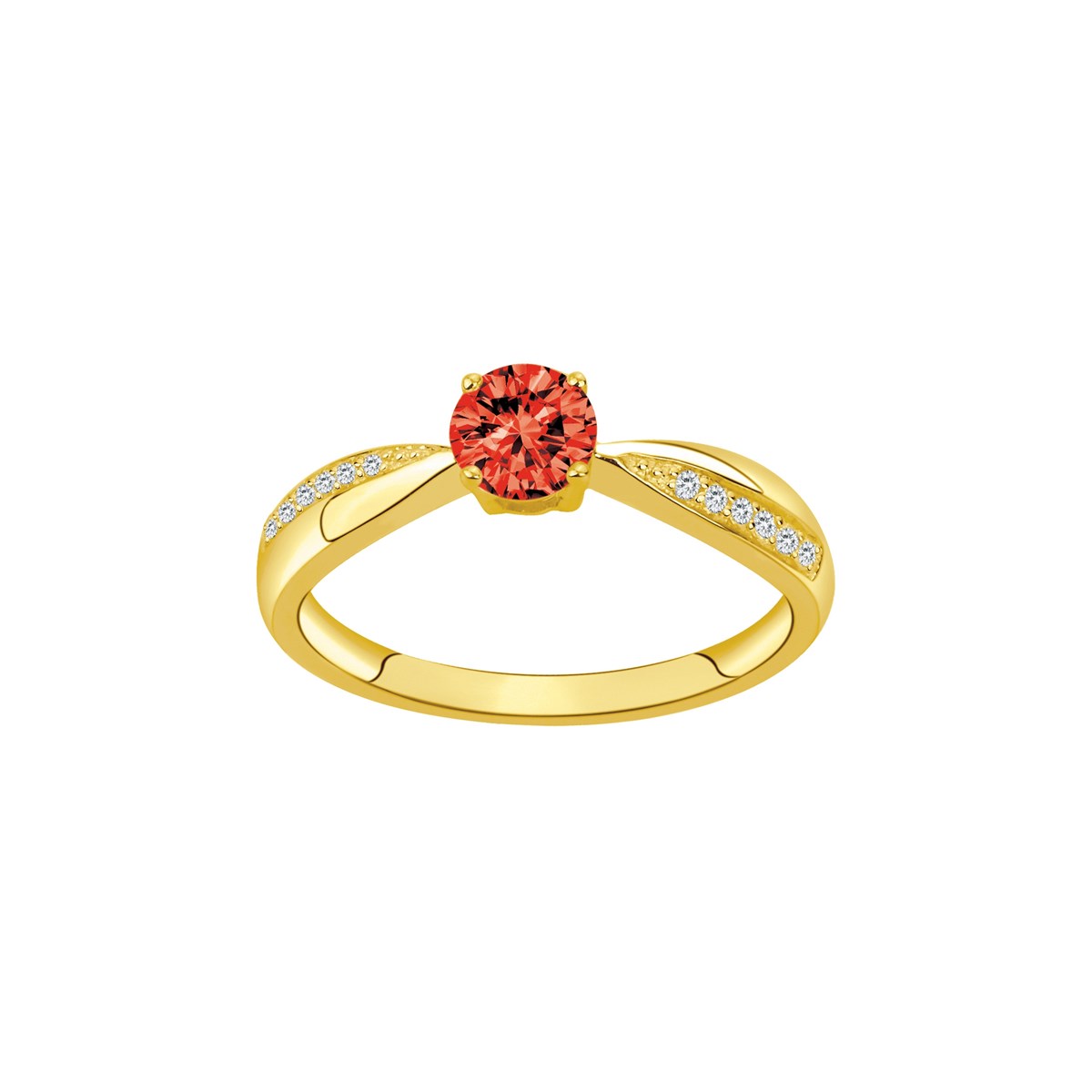 Bague en Plaqué Or avec oxyde de zirconium rouge rubis