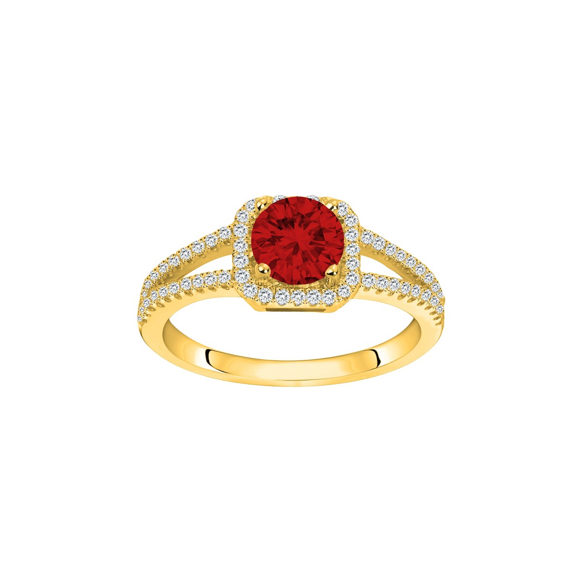 Bague en Plaqué Or avec oxyde de zirconium rouge rubis