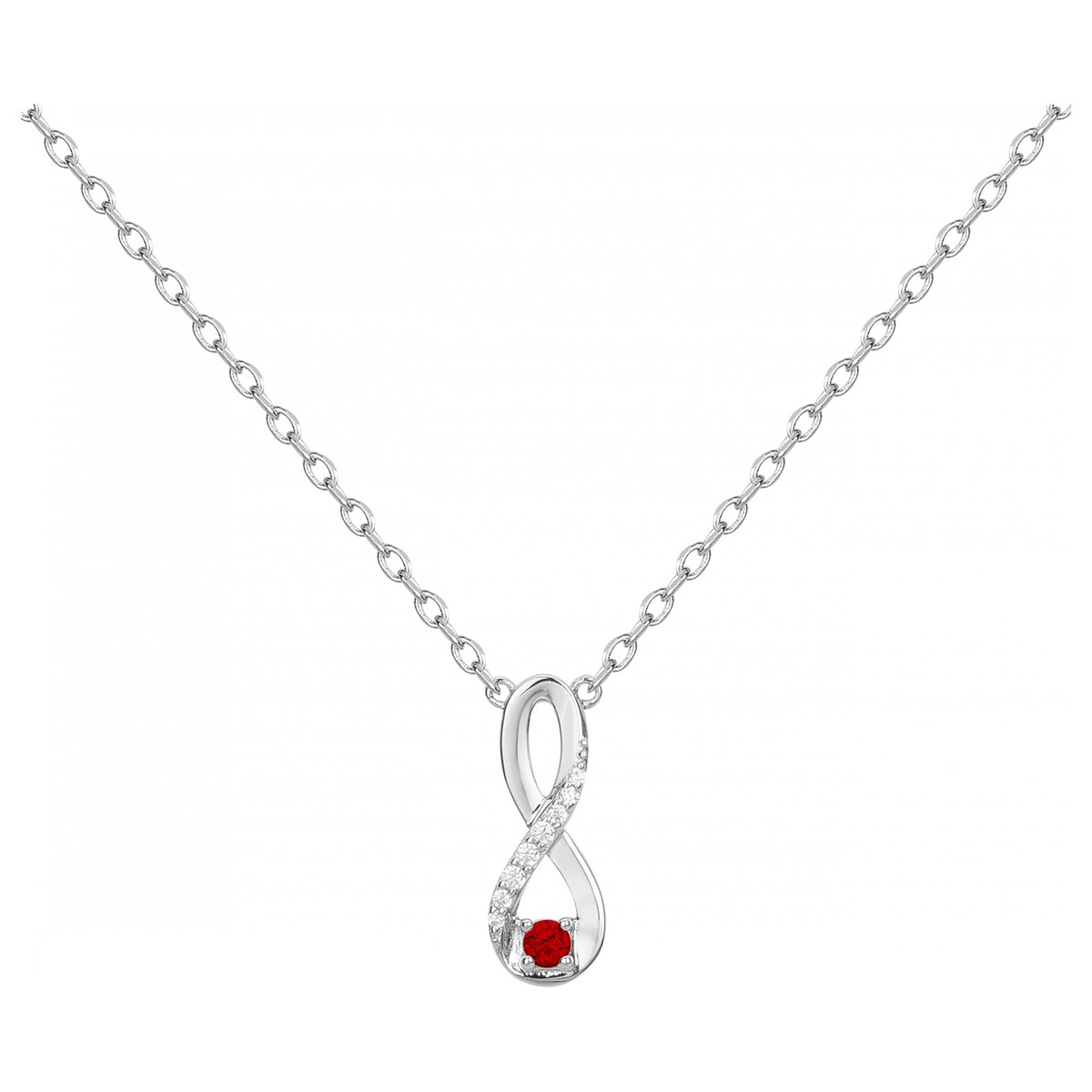 Collier mono-motif en Argent avec oxyde de zirconium rouge rubis