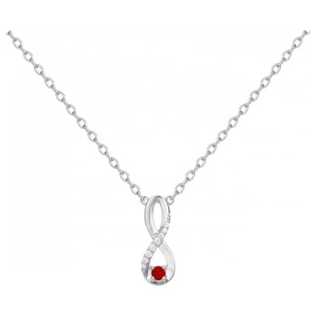 Collier mono-motif en Argent avec oxyde de zirconium rouge rubis
