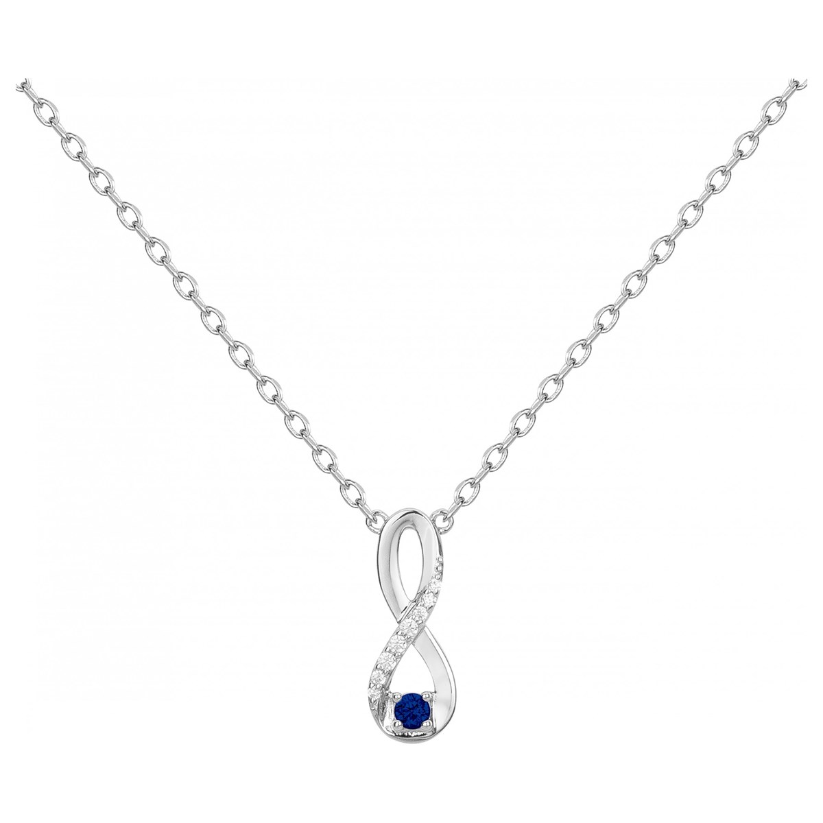 Collier mono-motif en Argent avec oxyde de zirconium bleu saphir