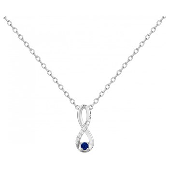 Collier mono-motif en Argent avec oxyde de zirconium bleu saphir