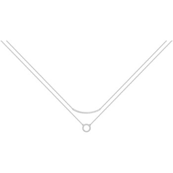 Collier double chaînes en Argent avec oxyde de zirconium blanc