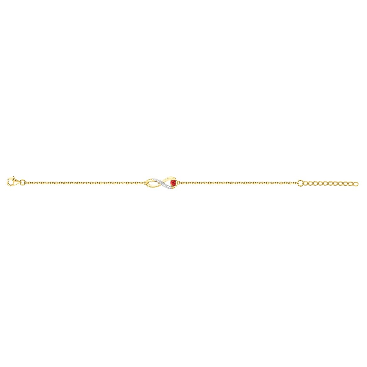 Bracelet souple mono-motif en Plaqué Or avec oxyde de zirconium rouge rubis