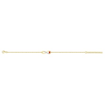 Bracelet souple mono-motif en Plaqué Or avec oxyde de zirconium rouge rubis
