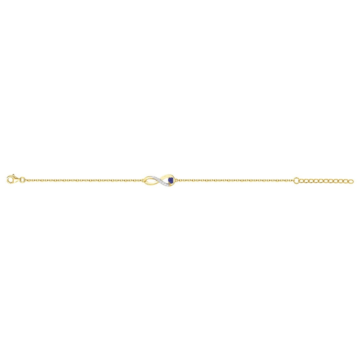 Bracelet souple mono-motif en Plaqué Or avec oxyde de zirconium bleu saphir