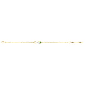 Bracelet souple mono-motif en Plaqué Or avec oxyde de zirconium vert emeraude